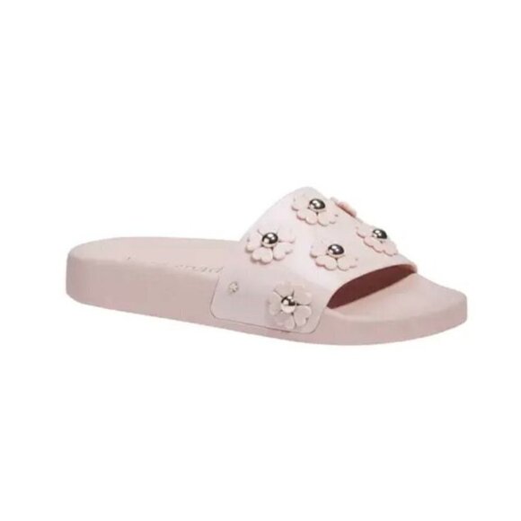 kate spade Shoes - Kate Spade Spring Flower Embellished Slides Sz 9 Rose Smoke
